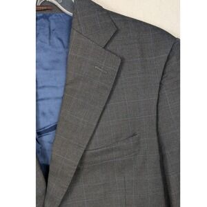 J. Hilburn Vitale Barberis Gray Plaid‎ Wool Blazer Bespoke Size 39R Sport Coat